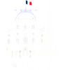 Paris, Eiffelturm und Louvre handgezeichnet