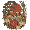 Japanische Mandarinenten & Chrysantheme