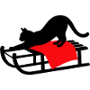gatto_nero_sulla_slitta_con_copertina_rossa