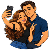 Paar-Selfie-Cartoon