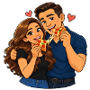 Pizza-Date-Duo mit Liebe