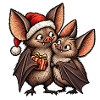Weihnachtsfledermäuse mit Weihnachtsgeschenk