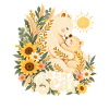 Boho Sonnenblumen-Mama-Leben Süße Mama-Bär