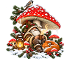 Weihnachtswald-Gnom-Fuchs- und Pilzdesign