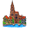 Straßburg Skyline im Wachsmalstil