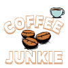 Coffee Junkie - Kaffeebohnen und Tasse