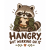 Hangry Waschbär mit Sandwich