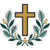 Goldenes Kreuz im Laubkranz