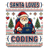 Santa Loves Coding Pixel Ugly Sweater