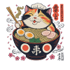 Ramen Katze mit Kochmütze