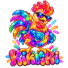 Buntes Huhn mit Sonnenbrille