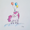 Pastell-Einhorn mit Ballons