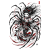 Spinnenfrau im schwarzen Kimono