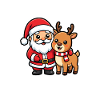 Brav gewesen: Weihnachtsmann und Rentier