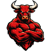 Roter Stier Muskelheld