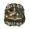 Buch auf. Welt aus.