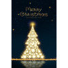 Goldener Weihnachtsbaum, isoliert am Sternenhimmel