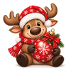 Weihnachtselch mit roter Weihnachtskugel