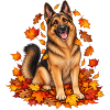 Herbstlicher Schäferhund auf Laub