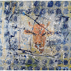 Orange Kuh im Splatter-Abstract