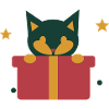 Neugierige Katze im Weihnachtsgeschenk
