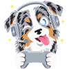 Gaming Australian Shepherd mit Headset Controller