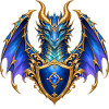 Saphirblauer Drache – Goldenes Wappenschild