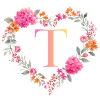 T Monogramm Blumen Herz personalisierbar