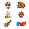 Ikonen des Día de los Muertos