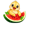 Süßes Küken Cartoon Sommer Melone