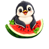 Süßer Cartoon Pinguin Melone Sommer