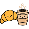 Kawaii Croissant Kaffee-Duo