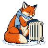 Winterfuchs mit Schal am Heizkörper