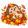 Herbstlicher Igel mit Blättern