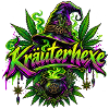 Kräuterhexe mit Hanfblatt und Hexenhut