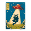 Retro Weltraumkatze UFO Poster