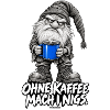 Grummelgnom mit blauer Kaffeetasse Weihnachtswicht