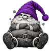 Weihnachtswichtel mit lila Wintermütze
