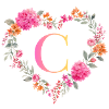 C Monogramm Blumen Herz personalisierbar