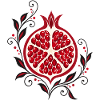 Granatapfel mit Blumen - Botanische Kunst