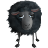 Schwarzes Schaf - Flauschiges Schaf gemalt