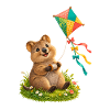 Kleines Quokka mit buntem Wiesendrachen