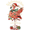 Weihnachtsflamingo mit Nikolausmütze 