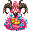 Flamingo-Gehörnter Dämon mit Entenboje