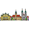 Weimar Skyline im bunten Wachsmalstil