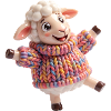 Lämmchen im bunten Strickpullover