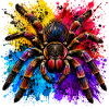 Neon Tarantel  Psychodelische Spinne im Farbklecks