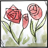 Geometrisches Rosen-Aquarell