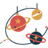 Christbaumkugeln als Planeten – Weihnachten