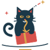 Katze klaut die Geschenkschleife – Weihnachten